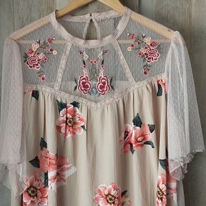 Large shift dress floral embroidered lace